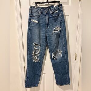 American Eagle comfort stretch super high-rise baggy straight jeans
